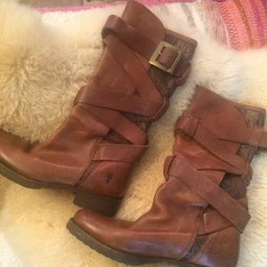 Frye tooled leather boots sz 7 1/2